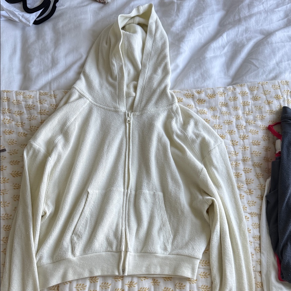 SKIMS women’s waffle full zip cropped hoodie
